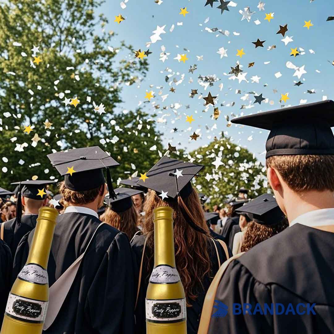 Champagne Bottle Confetti Poppers Tailored to Brand
