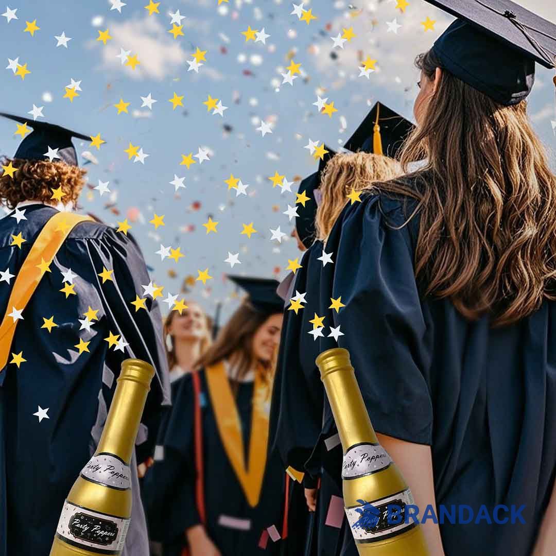 Champagne Bottle Confetti Poppers Tailored to Brand