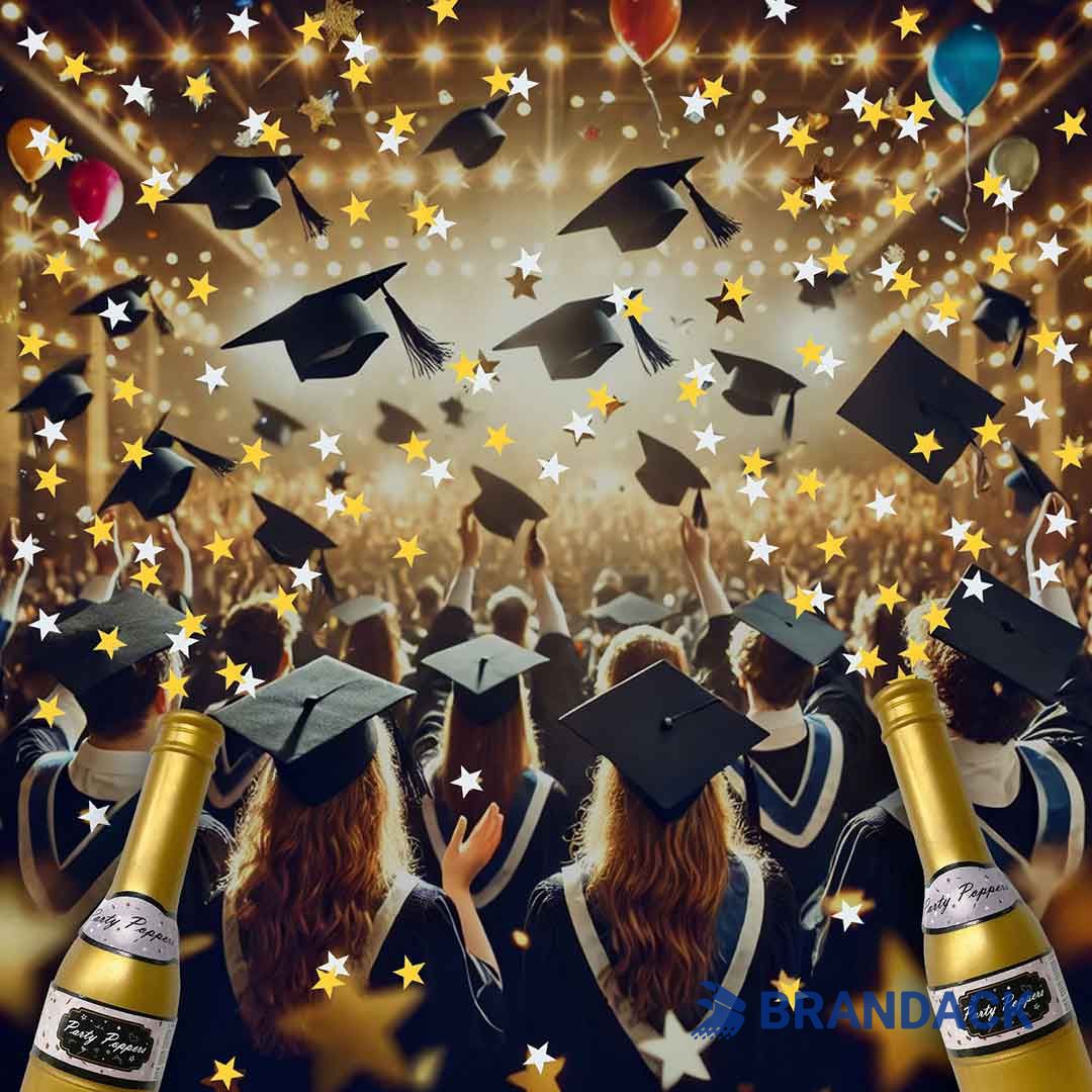 Champagne Bottle Confetti Poppers Tailored to Brand