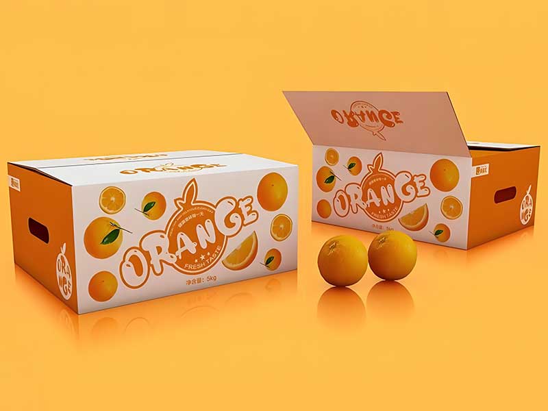 Custom Orange Fruit Packaging Boxes for Moving, Orange Cardboard Gift Package Box for Delivery