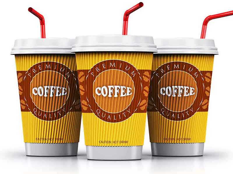Custom Printed Paper Hot Coffee Cups with Sleeves, Bulk Disposable Branded 12 16 oz To Go Coffee Cups with Lids